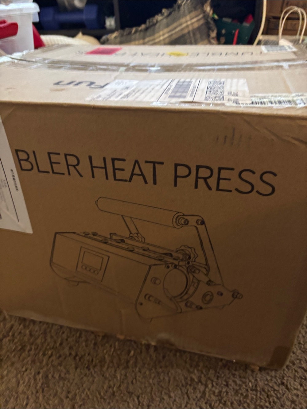 Heat Press Machine - Brown Cardboard Packaging